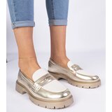 Gemre Golden women's moccasins with white insert Sugetti | Shoptok.si