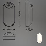 BRILO zidna rasvjeta led 12W 1300lm 3000K IP65 senzor oval | shoptok.hr