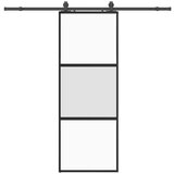  Klizna vrata s priborom crna 76 x 205 cm kaljeno staklo | shoptok.hr
