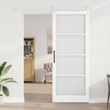  Klizna vrata 93 x 232 cm Masivna borovina i staklo Bijelo | shoptok.hr