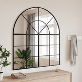 vidaXL Zidno ogledalo crno 100x110 cm lučno željezno | shoptok.hr