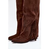 Boto Women's Slip-On Cowboy Boots With Heels And Fringes Brown Zalia | shoptok.hr