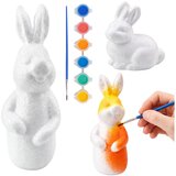  Set zum Bemalen von Styropordekorationen, 4 Hasen, Pinsel | Shoptok.si