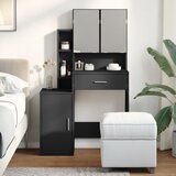  The Living Store Toaletna mizica z omarico črna 80x39x80 cm - Toaletna Mizica, (21496053) Cene