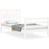 The Living Store Posteljni okvir z vzglavjem bel trden les - Posteljni Okvir, (21526933) | Shoptok.si