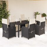  7-dijelni vrtni blagovaonski set s jastucima crni od poliratana Crna Dužina stola 190 cm | shoptok.hr