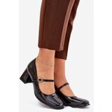 Boto Lacquered Heels On A Block With Strap And Buckle Black Tammirea | Shoptok.si