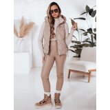 DStreet Kamizelka damska pikowana z kapturem MISSVEST ciemnobeżowa | Shoptok.si