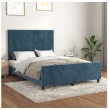  Posteljni okvir z vzglavjem temno moder 140x190 cm žamet | Shoptok.si