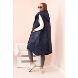 Kesi Włoski Women's quilted Plus Size vest with a hood zippered navy Cijene