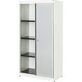 mauser Omara z drsnimi vrati, akustični učinek, jeklena plošča, VxŠxG 1516 x 800 x 432 mm, 3 police, čista bela / aluminijasto siva / čista bela | Shoptok.si