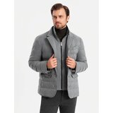 Ombre Men's jacket with a jacket cut with a fleece lining - gray Cijene