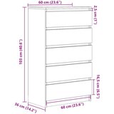 Ladičar siva boja hrasta 60 x 36 x 103 cm od konstruiranog drva | shoptok.hr
