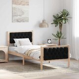  Okvir za krevet s uzglavljem Crna 75 x 190 cm tkanina | shoptok.hr
