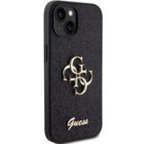 Guess GUHCP15SHG4SGK silikonski ovitek za iPhone 15 - črn z bleščicami in zlatim logom | Shoptok.si