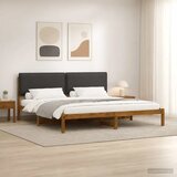  Krevetni okvir s tapiciranim uzglavljem Prirodna i tamnosiva - Prirodna i tamnosiva 180 x 200 cm u