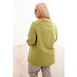 Kesi Włoski Women's Plus Size blouse with cotton in a loose fit with a water neckline olive fango | Shoptok.si