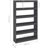 vidaXL Ormarić za knjige / pregrada sivi 100 x 30 x 167,5 cm borovina | shoptok.hr