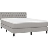  Krevet box spring s madracem LED svjetlosivi 140x190 cm tkanina | shoptok.hr