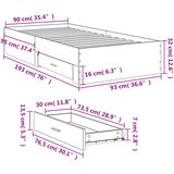  Okvir kreveta s ladicama bez madraca bijeli 90x190 cm | shoptok.hr