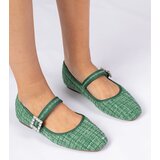 Gemre Green women's ballet flats with buckle and crystals Piona | Shoptok.si