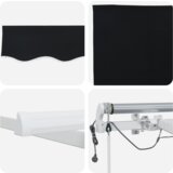 vidaXL Automatska uvlačiva tenda s LED-om Crna 450x300 cm, Zamjenska tkanina za tendu 4.5x3 m Crna | shoptok.hr
