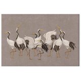  Slika - Crane dance – bright silhouettes of birds against a warm grey background with texture 60x40 Standard | shoptok.hr