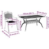  Set od 3 Crna Lijevani Aluminij Stol za 4 Osobe Izdržljiv | shoptok.hr