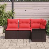  Vrtna sedežna garnitura z blazino 4 pcs Rjava Poly ratan, (5000022328) | Shoptok.si