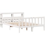 vidaXL Posteljni okvir z vzglavjem bel 150x200 cm trdna borovina, (21292120) Cene