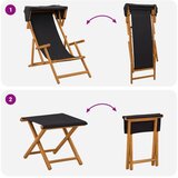  Ležaljka 4 pcs 3 Pozicija Čvrsto drvo eukaliptusa Crna - Crna 2x ležaljka + 2x podmetalo | shoptok.hr