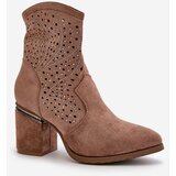 S. BARSKI Embellished Women's Heeled Boots Made Of Eco Suede Brown S.Barski | Shoptok.si