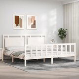 Maison Chic Posteljni okvir - Dvoposteljna postelja - Zakonska postelja brez vzmetnice bel 200x200 cm trdna borovina-J3666, (21766220) | Shoptok.si
