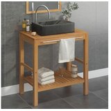  Kupaonski ormarić od tikovine s mramornim crnim Lavabo - Umivaonikom - Crna 74 x 45 x 75 cm 1 | shoptok.hr