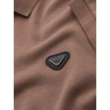 Ombre Men's polo shirt with zipper neckline - light brown | shoptok.hr