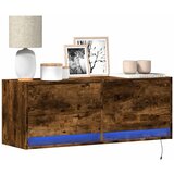 Maison Chic Stenska TV omarica - TV stojalo - Televizijska omarica z LED lučkami dimljeni hrast 100x31x38 cm, (21701612) | Shoptok.si