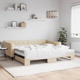  Dnevni krevet na razvlačenje krem 100 x 200 cm od tkanine | shoptok.hr