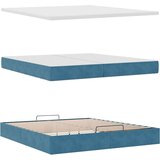  Otomanski posteljni okvir z vzmetnicami moder 200x200cm žamet | Shoptok.si