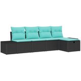 vidaXL 5-delni vrtni kavč s blazinami - Črn poli ratan, (22093561) | Shoptok.si