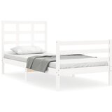 Maison Chic Posteljni okvir - Enojna postelja - Postelja za odrasle 75x190 cm z vzglavjem bel trden les-J15856, (21767249) Cene