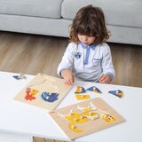 Viga drvena slagalica Montessori pijetao s pribadačama | shoptok.hr