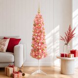  Umjetno usko božićno drvce s kuglicama 120 cm 150 LED lampica | shoptok.hr