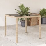 vidaXL Vrtni stol sa staklenom pločom bež 90x90x75 cm od poliratana Cijene