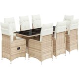 vidaXL vrtna bistro garnitura 9-delna z blazinami bež poli ratan, (21316310) | Shoptok.si