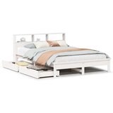 vidaXL Knjižna postelja brez vzmetnice bela 160x200 cm trdna borovina | Shoptok.si