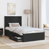  Konstrukcija postelje z vzglavjem Črna in srebrna 100 x 200 cm, (5000103124) | Shoptok.si