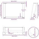  Noge za klubsko mizico v obliki črke U, 2 kosa, bele, 40 x (30-31) cm, jeklo, (22123482) | Shoptok.si
