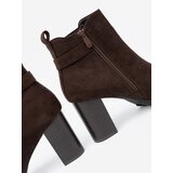 Shelvt Dark brown ankle boots with a decorative buckle | Shoptok.si