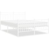 Maison Chic Kovinski Posteljni okvir - Dvoposteljna postelja - Zakonska postelja z vzglavjem in vznožjem bel 140x190 cm, (21697332) | Shoptok.si