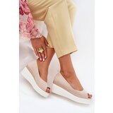 Boto Wedge Women Sandals Made Of Eco Suede Light Beige Velira | Eponuda.ba